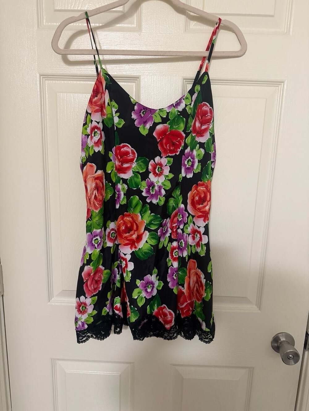 Vintage from the 80’s Victoria's Secret Floral Lace Trim Slip Dress